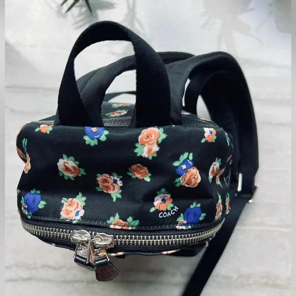COACH Mini Charlie Nylon Backpack In Tea Rose Floral Print - Picture 5 of 8